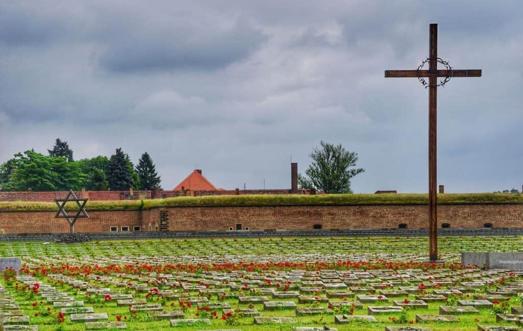 The solemn Terezin Memorial Cemetery honoring victims of the Terezin Concentration Camp.