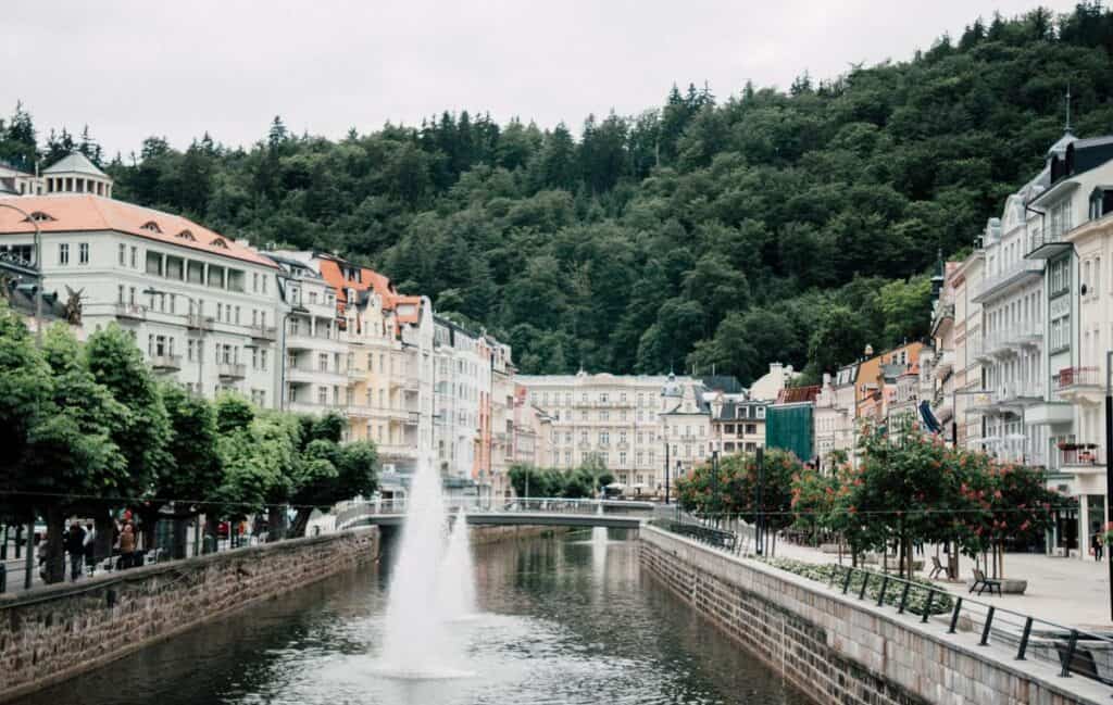 Beautiful scenery of Karlovy Vary during a day trip from Prague